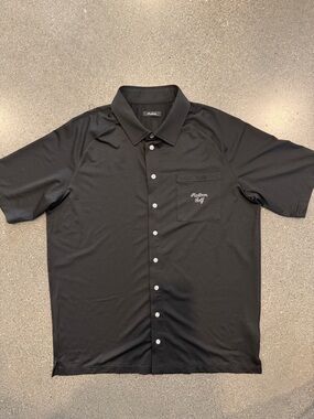 Malbon Golf-Black Short-Sleeve Polo Button-Up
